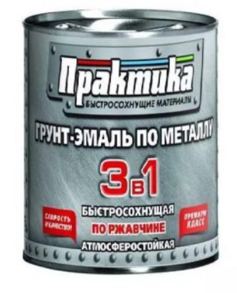 Грунт эмаль по ржавчине 3в1 черная 0,9кг матовая б/с 1ч Практика
