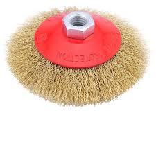 Щетка крацовка для УШМ тарелка 125мм проволока витая латунированная Matrix