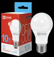 Лампа светодиодная 10,0W Е27 Led 6500К груша холодный свет IN HOME