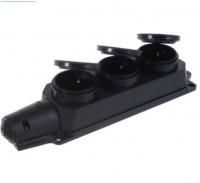 Колодка 16А  3 гнезда черная каучук с крышкой с з/к 220В IP44 IN HOME