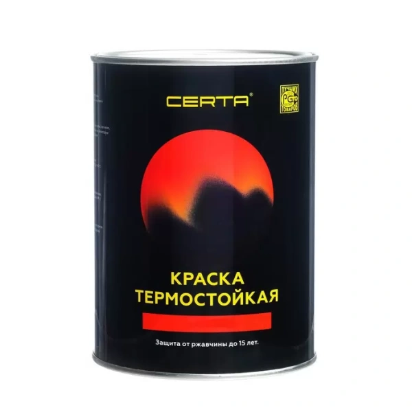 Эмаль термостойкая черная 1200°С 0,8кг Certa