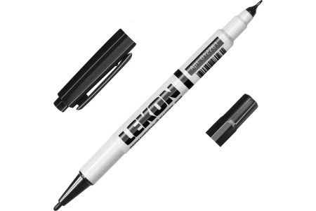 Маркер 0,5-1мм 2х-сторонний черный Duo Lekon(12)