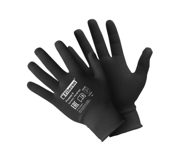 Перчатки полиэстер д/точн.работ белые,черные L  Fiberon